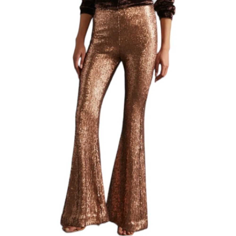 Anthropologie Joni Sequined Flare Pants SZ 8 NWT